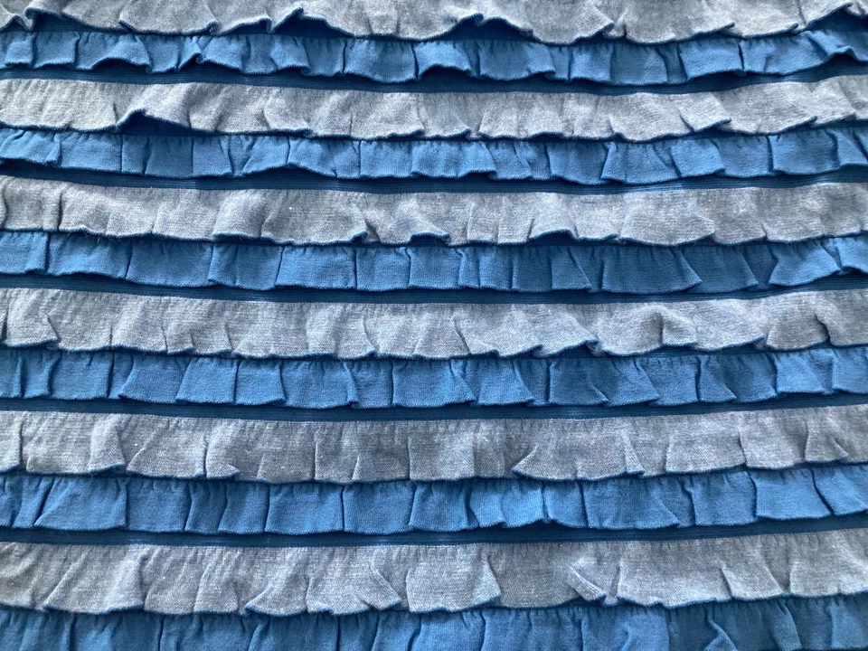 Royal/Heather Blue Ruffle Knit Sewing Fabric 2 yds 56" 4-way stretch Made in USA - Image 3 of 4