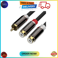 RCA Y Adapter 1 Male to 2 Female Stereo Audio Subwoofer Cable Gold Plated 8In