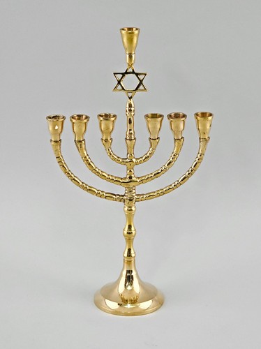 9977826-d Chandelier Candle Polished Brass Menorah 7 1/8x3 1/2x12 3/16in
