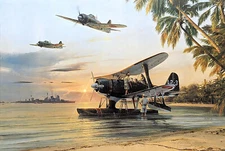 Dawn Operations by Robert Taylor aviation art signed by WW2 Japanese Pilots