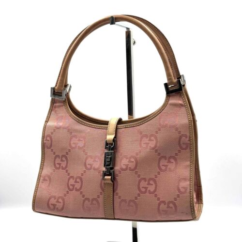 Gucci Handbag Purse Jackie GG Canvas Pink Authentic