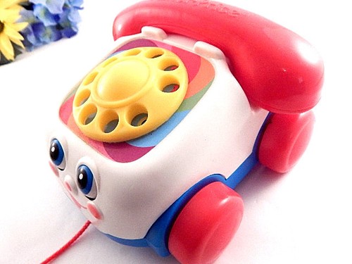 Fisher Price Chatter Phone Pull Toy Classic Retro Bell Dial Wobble Eye - Picture 3 of 4