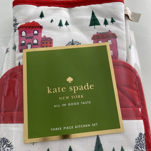 Kate Spade Holiday Village 3 Piece Kitchen Set NEW - Picture 2 of 6