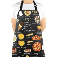 Italy Cuisine Apron With Pockets Food Lover Gift, Chef Cooking Italian Merch