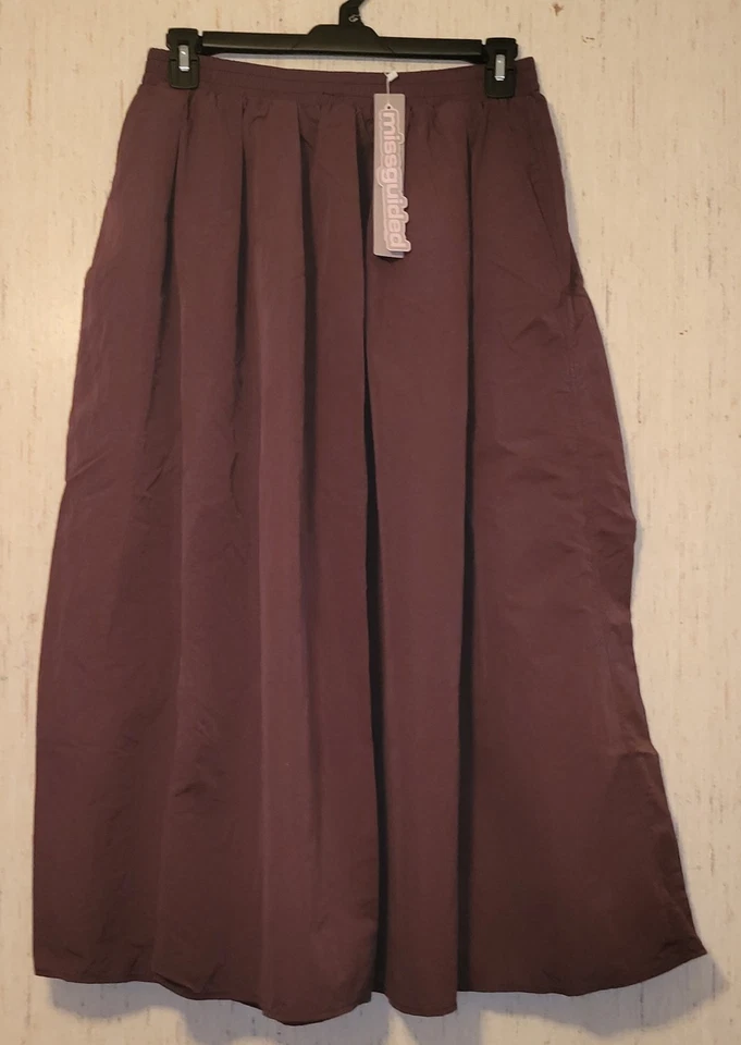 NUEVO CON ETIQUETAS MUJER missguided FALDA LARGA FORRADA MARRÓN COMPLETA CON BOLSILLOS TALLA L Foto 2 de 3