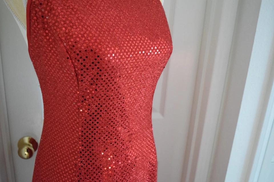 VTG Gunne Sax Jessica Mcclintock Red Sequin Long Formal Dress Gown Prom - Image 2 of 4