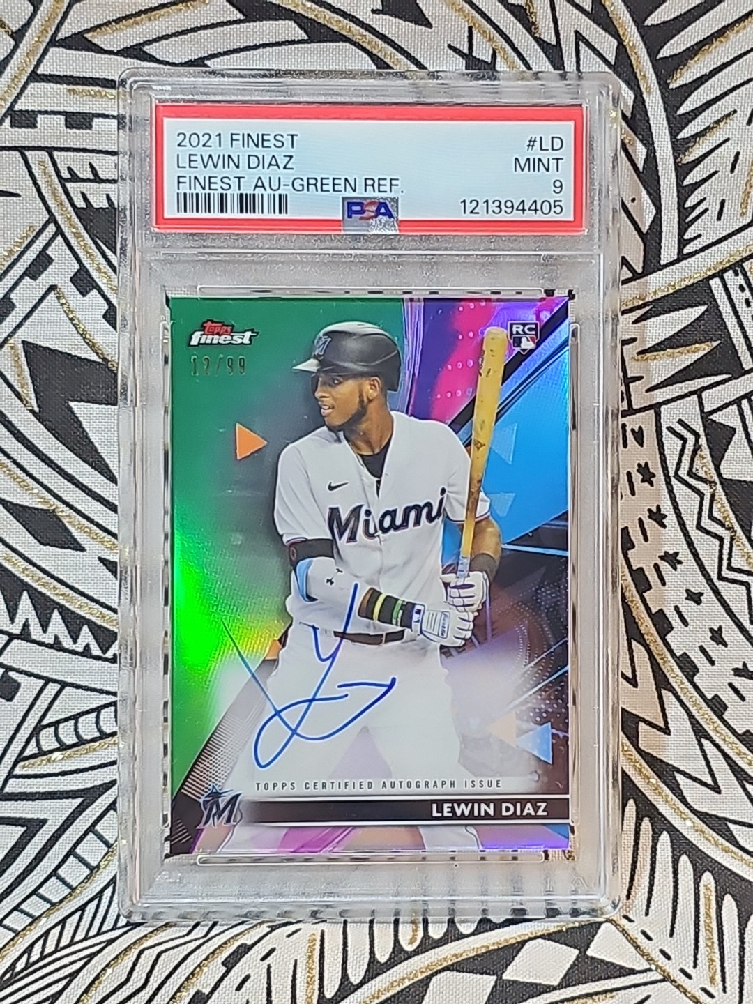 Lewin Diaz 2021 Topps Finest RC Auto #FA-LD /99 PSA 9 Mint Pop 1 BG405 Free S&H