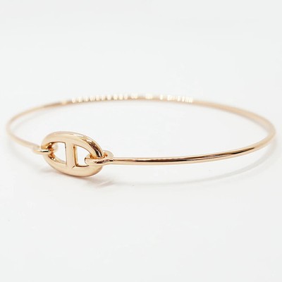 HERMES au750 11号(52) AUTH HERMES RONDE CHAINE BANGLE BRACELET SH AU750 18K ROSE GOLD
