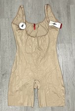 Spanx 991 Slimplicity Bodysuit Open Bust Mid-Thigh Nude sz L Large NWT READ