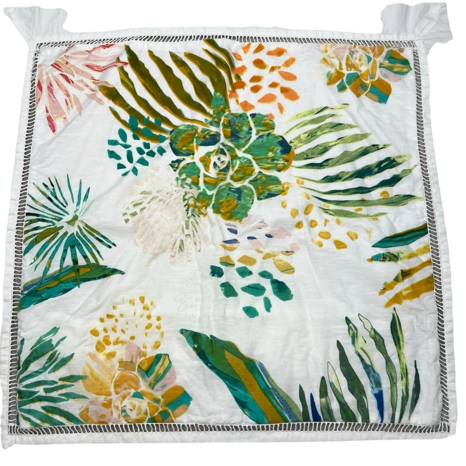 Anthropologie Euro Sham 26x26 Blanco Patrón Floral Foto 3 de 4