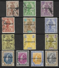 MALTA 1926 POSTAGE OVERPRINT 13 of 14 FINE-VERY FINE USED. (NO 2/-)  (E938)