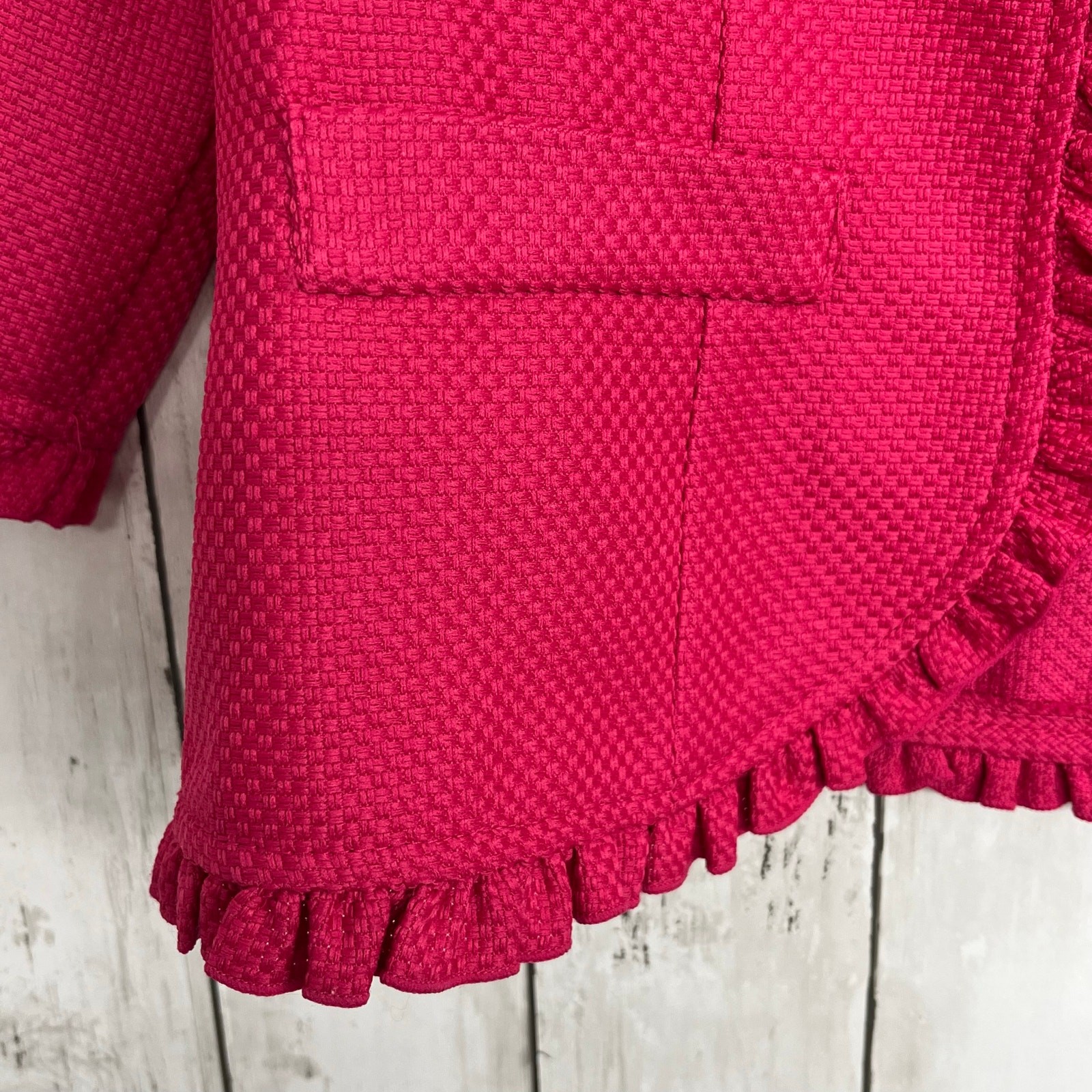 Perceptions Pink Open Front Ruffle Long Sleeve Fl… - image 3