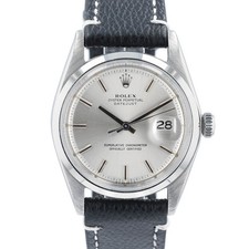 Rolex Mens Datejust 1601 Stainless Steel Silver Index "Sigma" Dial Leather Watch