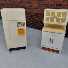 vintage little tikes kitchen Refridgerator And Hutch