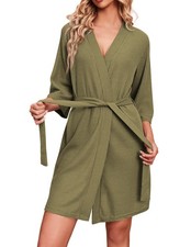 Ekouaer Robes for Women Waffle Knit Bathrobe Soft Lightweight Knee Length Lou...