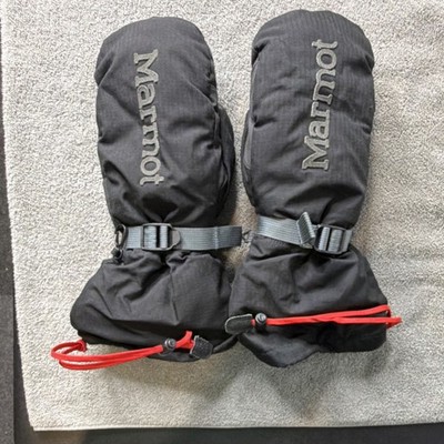 Marmot XL Black Synthetic Ski Mittens Grip Adjustable Strap Extra Warm