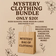 clothing mystery box, 15 clothing items $20 includes multiple brands