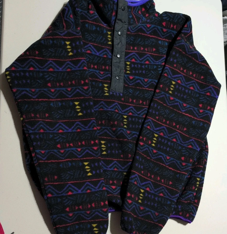 Suéter polar azteca Columbia Sportswear vintage años 90 botón a presión geométrico talla L Foto 2 de 4