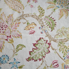Floral Custom Drapery Panel Linen Blend Pole ...