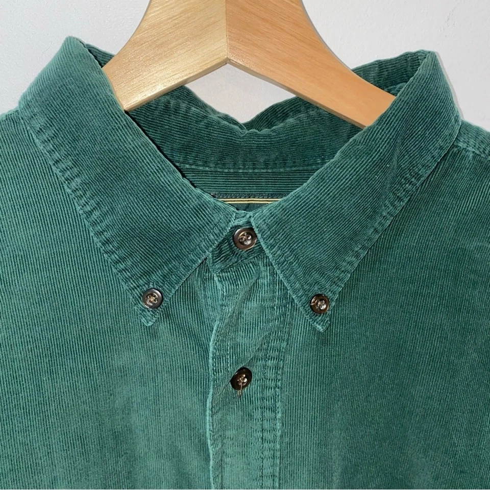 Pana 100 % algodón Croft & Barrow verde bosque oscuro abotonada, XL para hombre Foto 3 de 4