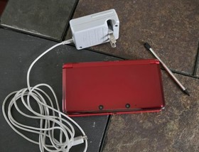 Nintendo 3DS Flare Red System w/ Charger, Stylus & 4GB microSD + Adapter