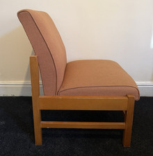 Beige Upholstered Accent Chair, Light Wood Frame, Solid Pattern Indoor Adult
