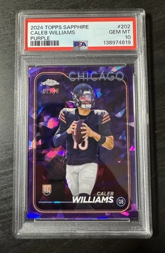 2024 Topps Chrome Sapphire Football Caleb Williams Rookie Purple /10 PSA 10