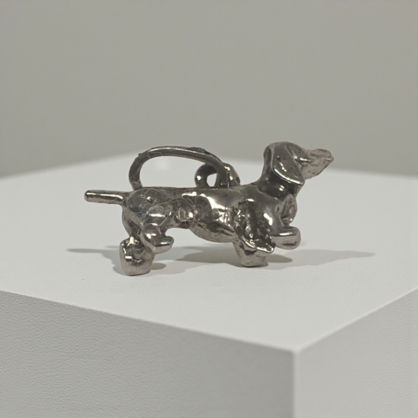 Sterling Silver Solid 3-D Dog Charm Pendant