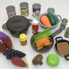 Step 2 Pretend Play Kitchen Replacement Black Pot, Pan, Lid + Extra Food