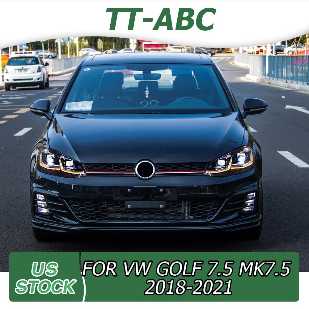 FULL LED Headlights For VW Golf MK7.5 2018-2021 Fits Halogen