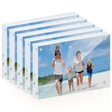 4x6 Acrylic Picture Frame 5 Pack, 20mm Thick Magnetic Double Sided Display 20...