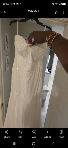 David's Bridal Ivory Sweetheart Sequin Beaded Tulle Mermaid Gown Plus 24