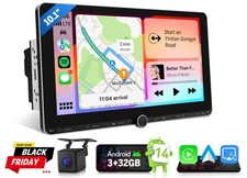 10.1" Car Stereo Android 14 GPS Navigation Bluetooth 5.4 Wireless CarPlay Radio