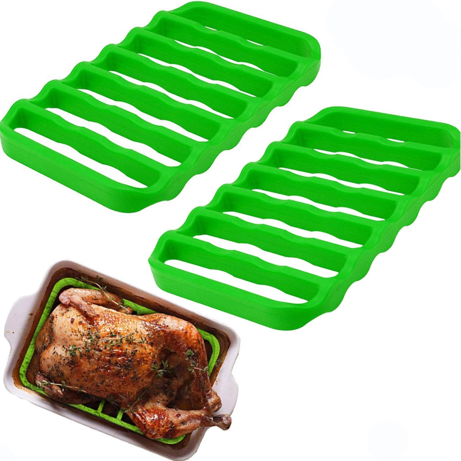 2 Pack Silicone Roasting Racks Non Stick Easy-Clean Cooling Rack for Cooking ...