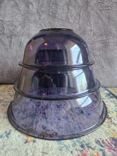 Amethyst Pyrex Clear Mixing Bowl Set of 3