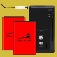 Large Power 2x 2200mAh Durable Li_ion Battery + Charger for ZTE Avid 4G N9120