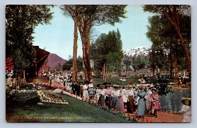 K8/ Salt Lake City Utah Postcard c1910 Wandarmere Resort Crowd 51