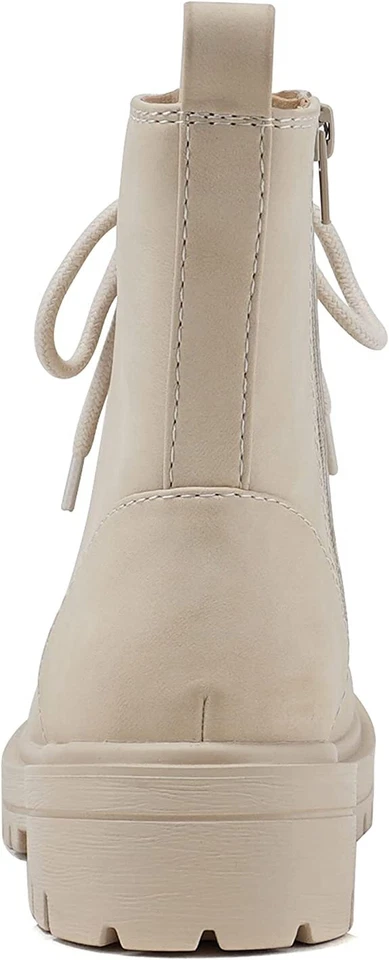 Botas anchas Soda Firmes Beige Nbpu Con cordones Punta Redondeada Gruesas Plataforma Combate al Tobillo Foto 3 de 4
