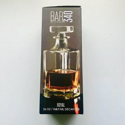 Glass Square Whiskey Decanter, Royal 26oz Bar 340 By Circle Father's Day