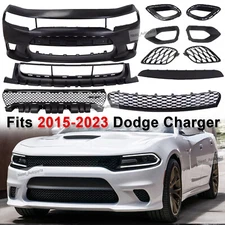 Front Bumper Cover Kit W/Upper Lower Grille For 2015-2023 Dodge Charger SRT