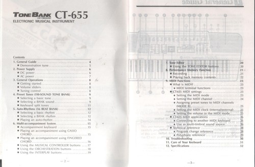 Casio CT655 Operating Owner's Manual Casiotone Tone Bank Keyboard Originhal Thi - Picture 2 of 2