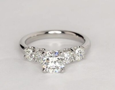 1.80 Ct Round Cut Real Moissanite Engagement Wedding Ring 925 Sterling Silver B