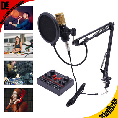 Schwarz Mikrofon Vielseitig Mikrofon mit V8s Live Sound Card Kondensator USB