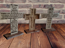Laser Engraved Wood Crosses Lord's Prayer - Amazing Grace - 3D Jesus Well Rescue