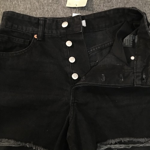 H&M Womens Shorts Medium Black Button Fly Cut Off Faded H M NWT - Picture 3 of 11