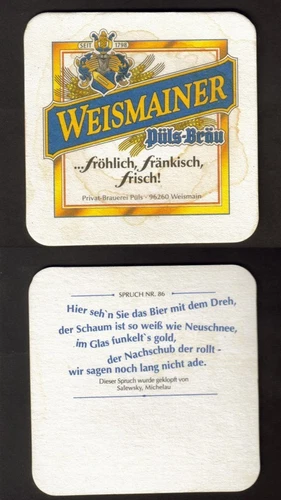 Beer mat, coaster, Weismainer Püls-Bräu, Weismain, Upper Franconia, BY #1486#