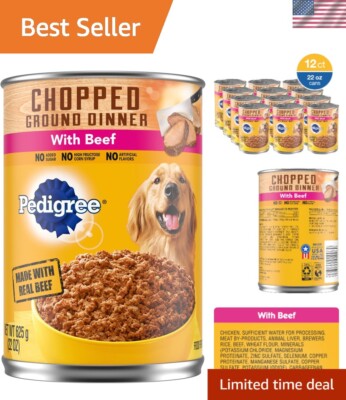 Real Beef Canned Dog Food - Balanced Nutrition in Chopped Ground Formula