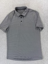 Lululemon Athletica Performance Striped Short Sleeve Polo Shirt Men's Medium 