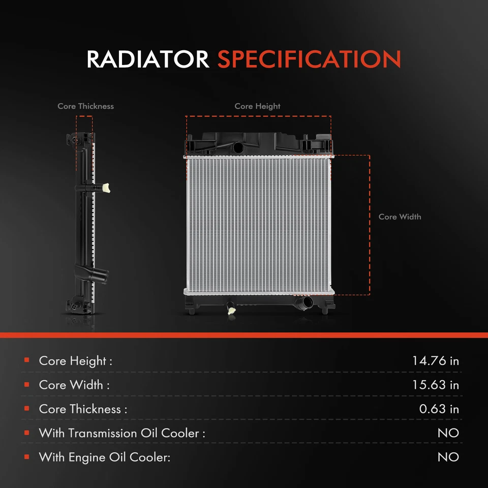 Radiator without Oil Cooler for Scion iQ 2012 2013 2014 2015 L4 1.3L 1640040220 - Image 2 of 4