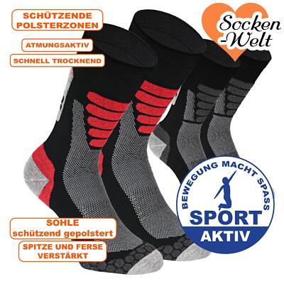 Allwetter XTREME Coolmax Walking Wander-Socken mit Polsterzonen schwarz-mix